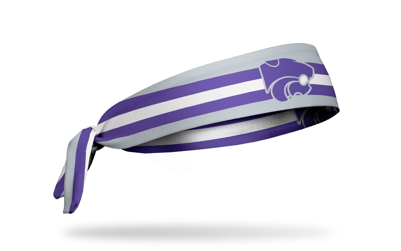 grey headband with purple and white football helmet stripe and Kansas State University Wildcat logo