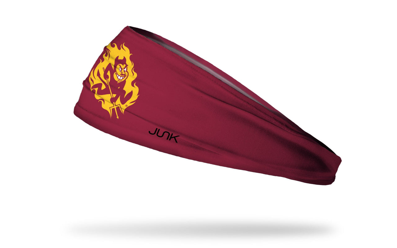 maroon headband with Arizona State University classic sparky logo in gold and red